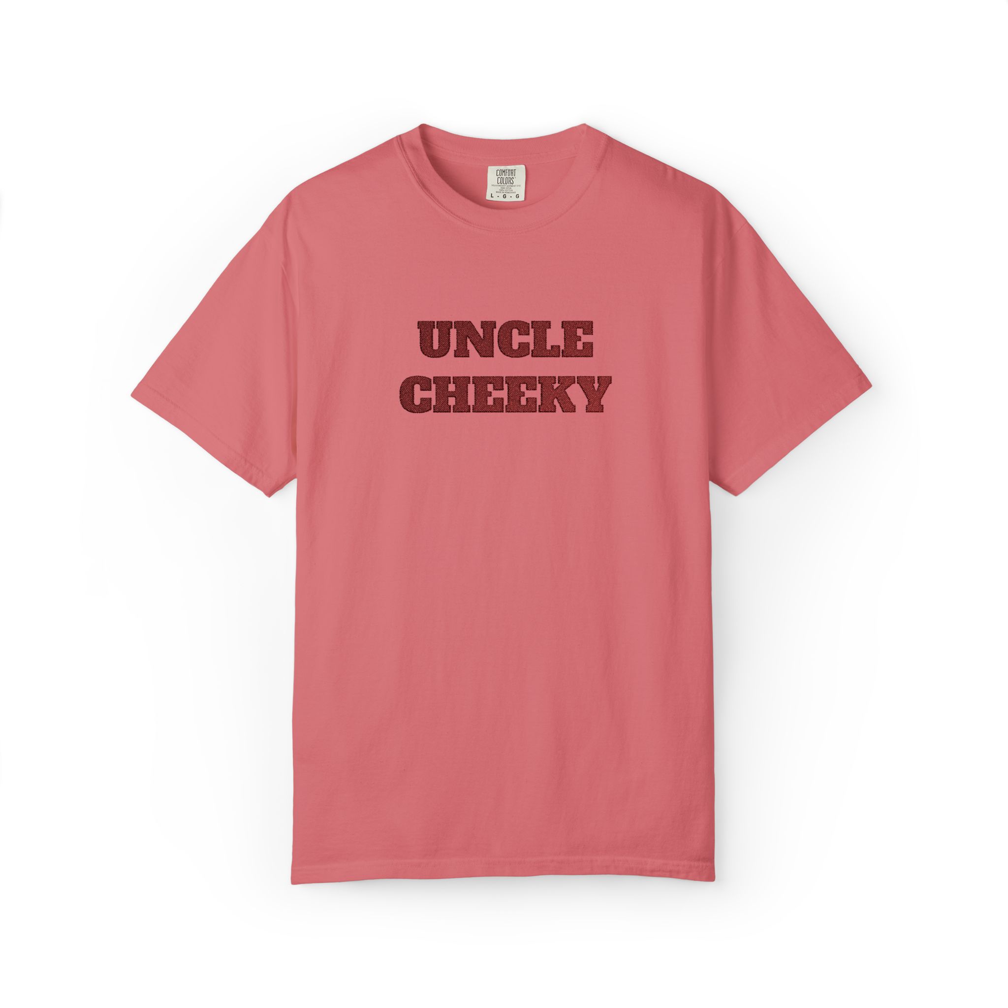 uncle cheeky embroidered unisex garment dyed t shirt uncle cheeky embroidered unisex garment dyed t shirt