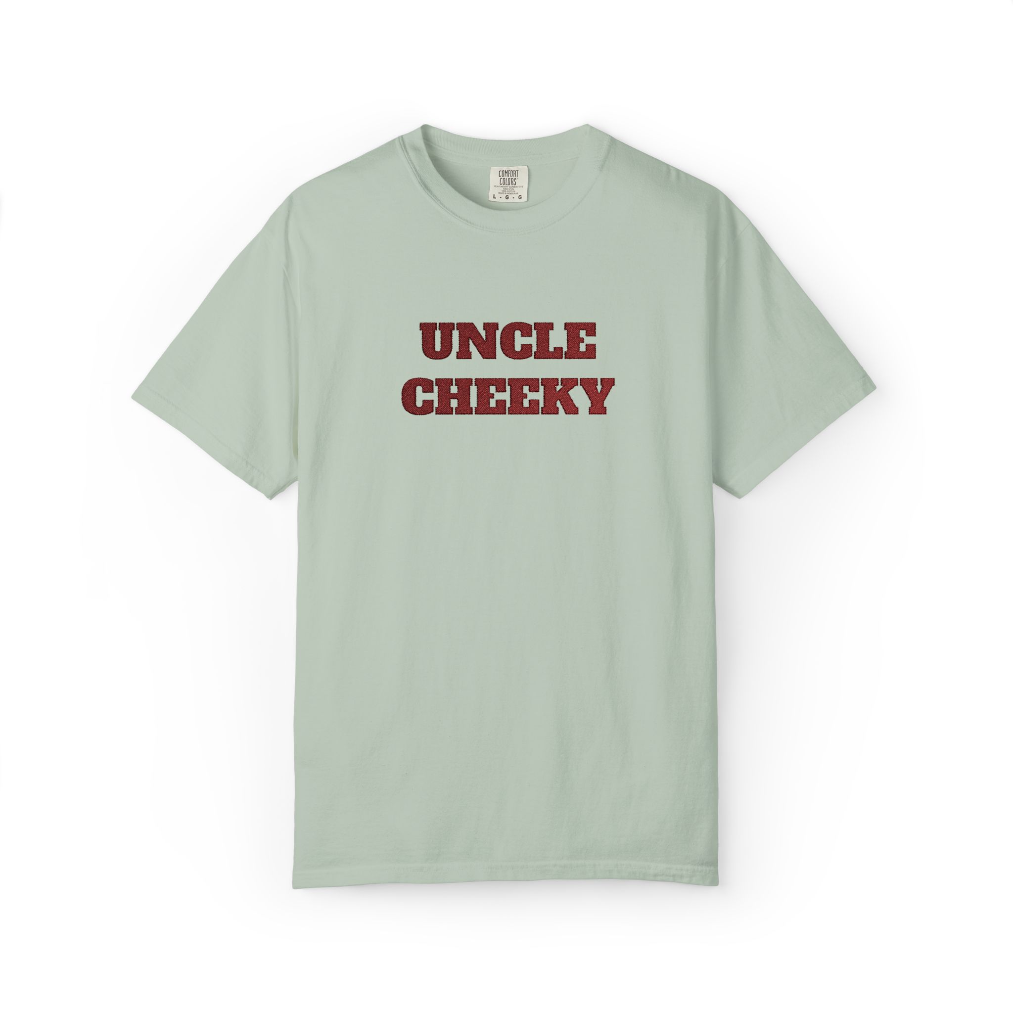 uncle cheeky embroidered unisex garment dyed t shirt uncle cheeky embroidered unisex garment dyed t shirt