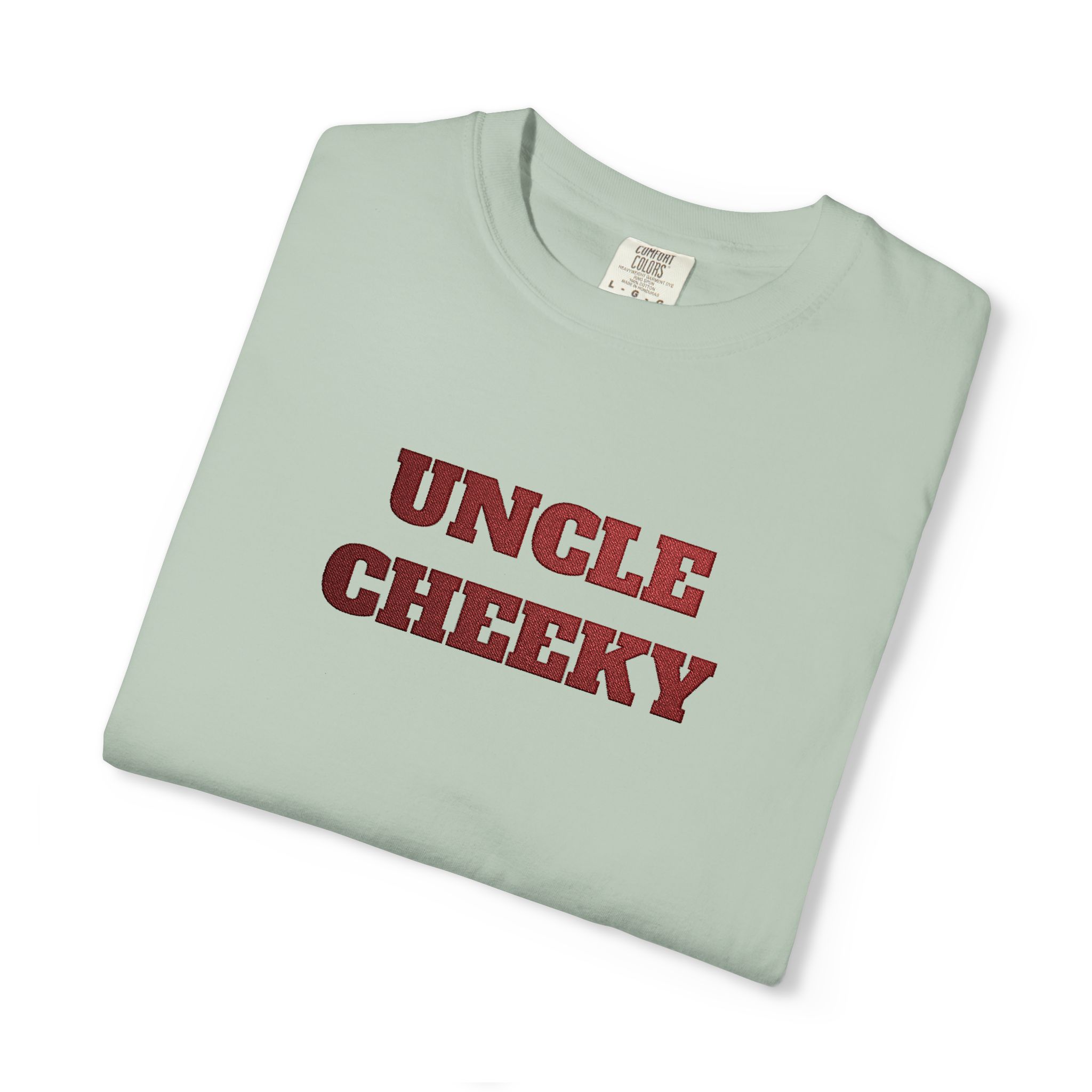 uncle cheeky embroidered unisex garment dyed t shirt uncle cheeky embroidered unisex garment dyed t shirt