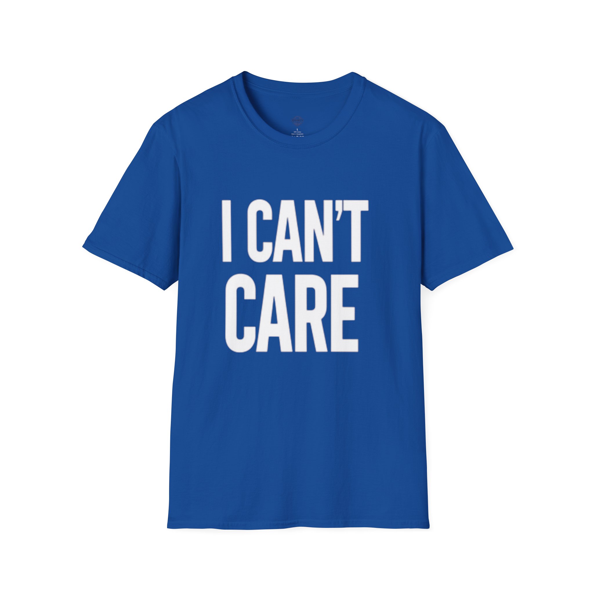 i can't care unisex softstyle t shirt, funny graphic tee, casual wear, gift for friends, everyday humor clothing, trendy statement top i can't care unisex softstyle t shirt, funny graphic tee, casual wear, gift for friends, everyday humor clothing, trendy statement top