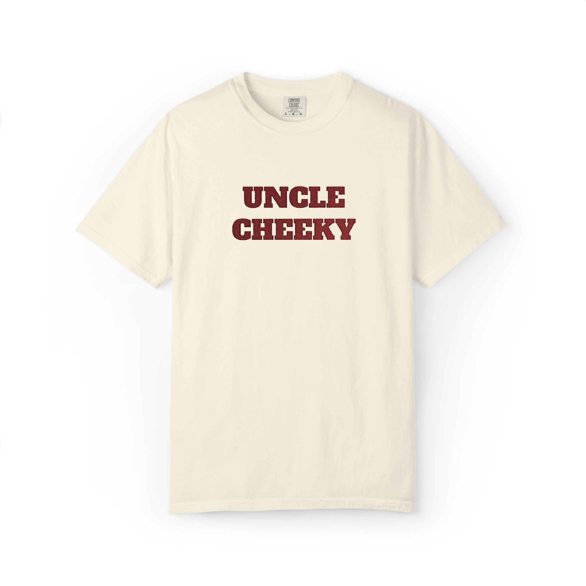 uncle cheeky embroidered unisex garment dyed t shirt uncle cheeky embroidered unisex garment dyed t shirt