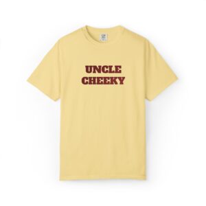 uncle cheeky embroidered unisex garment dyed t shirt
