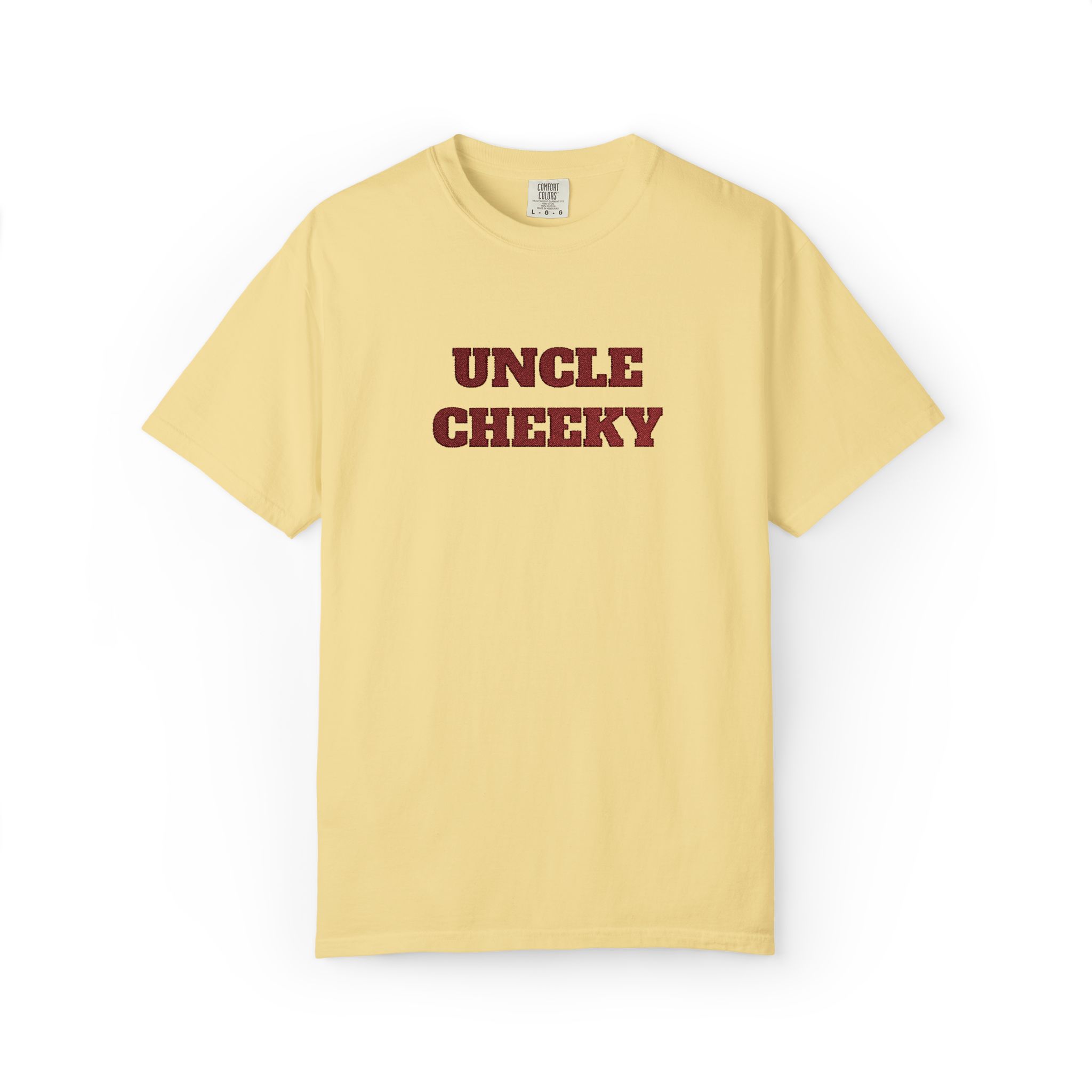 uncle cheeky embroidered unisex garment dyed t shirt uncle cheeky embroidered unisex garment dyed t shirt
