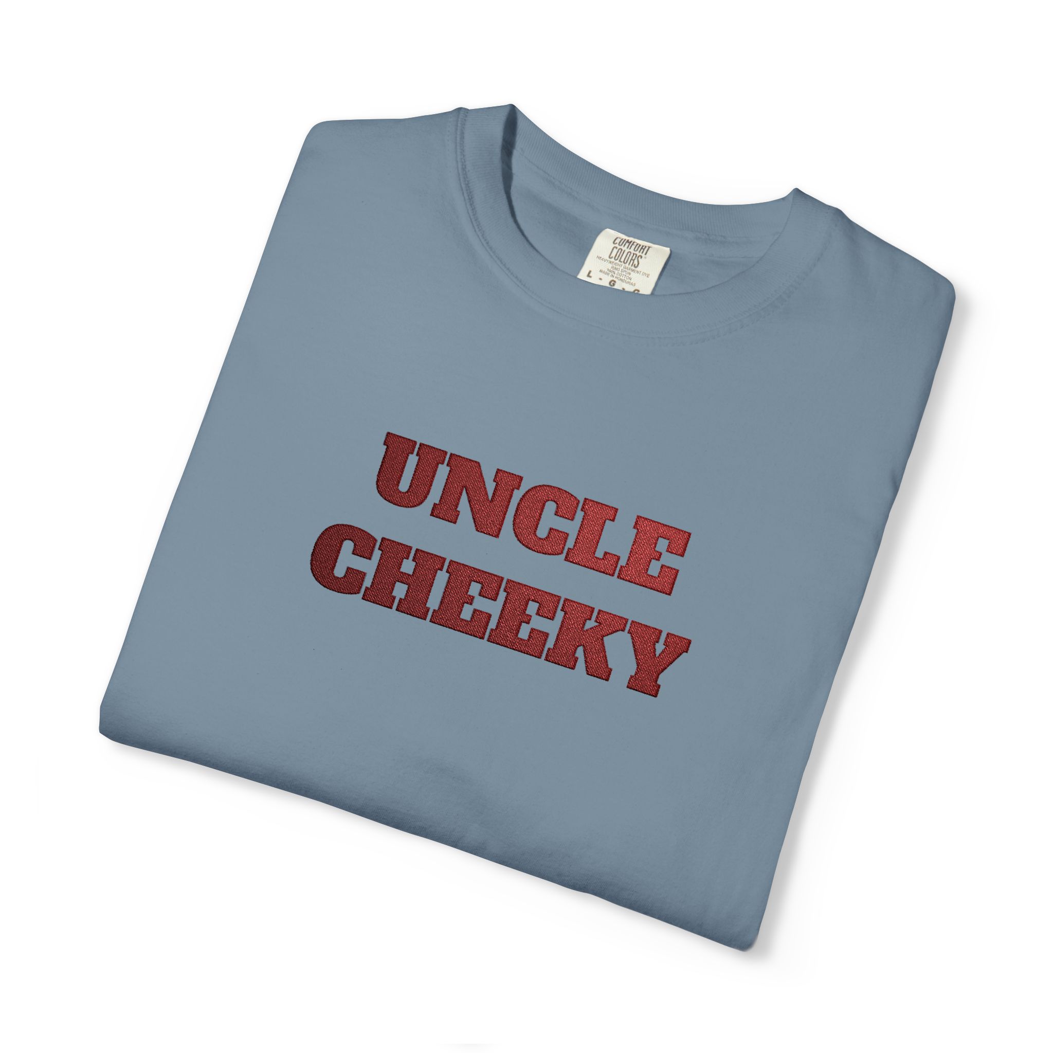 uncle cheeky embroidered unisex garment dyed t shirt uncle cheeky embroidered unisex garment dyed t shirt