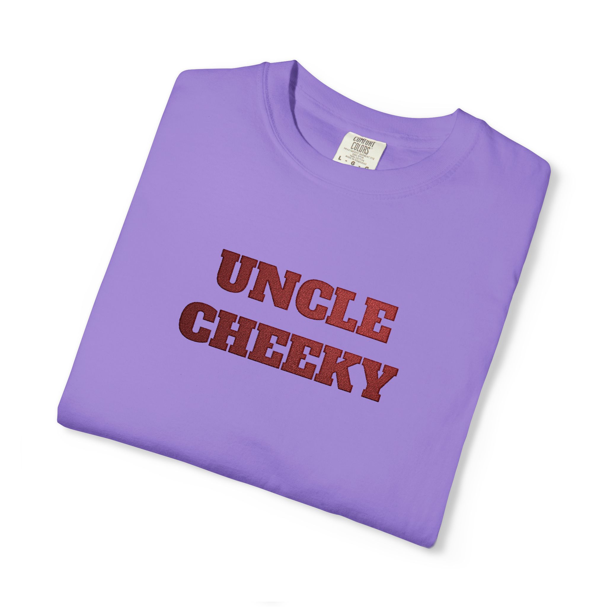 uncle cheeky embroidered unisex garment dyed t shirt uncle cheeky embroidered unisex garment dyed t shirt