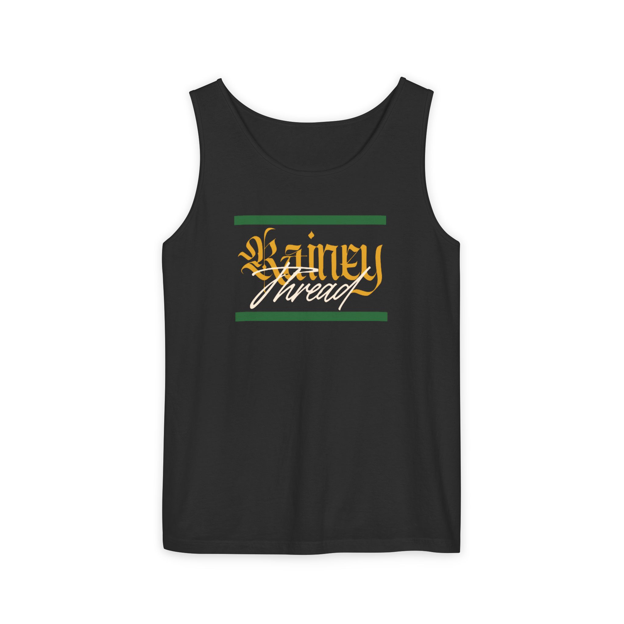 unisex garment dyed tank top with rainey thread design, casual summer wear, beach vibes, gift for him/her, yoga top unisex garment dyed tank top with rainey thread design, casual summer wear, beach vibes, gift for him/her, yoga top