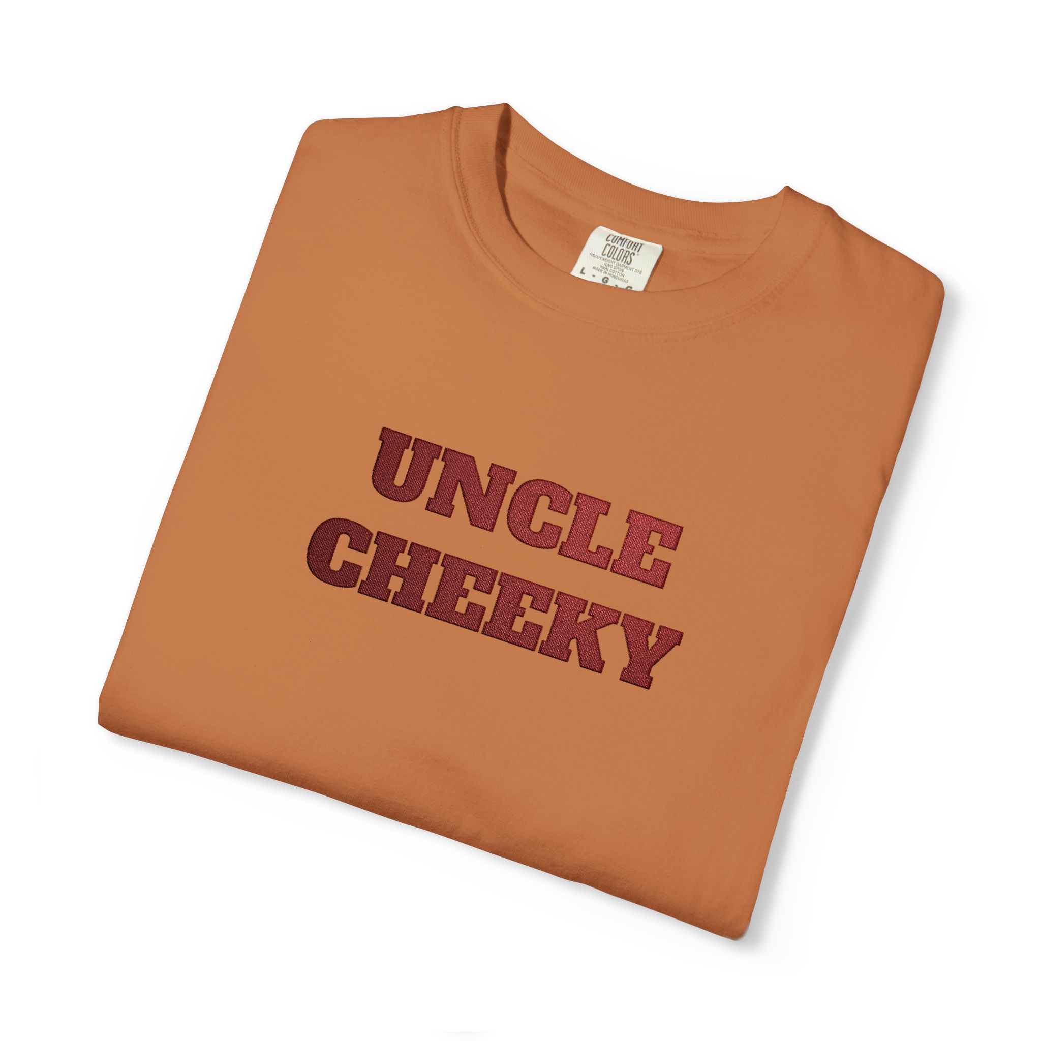 uncle cheeky embroidered unisex garment dyed t shirt uncle cheeky embroidered unisex garment dyed t shirt