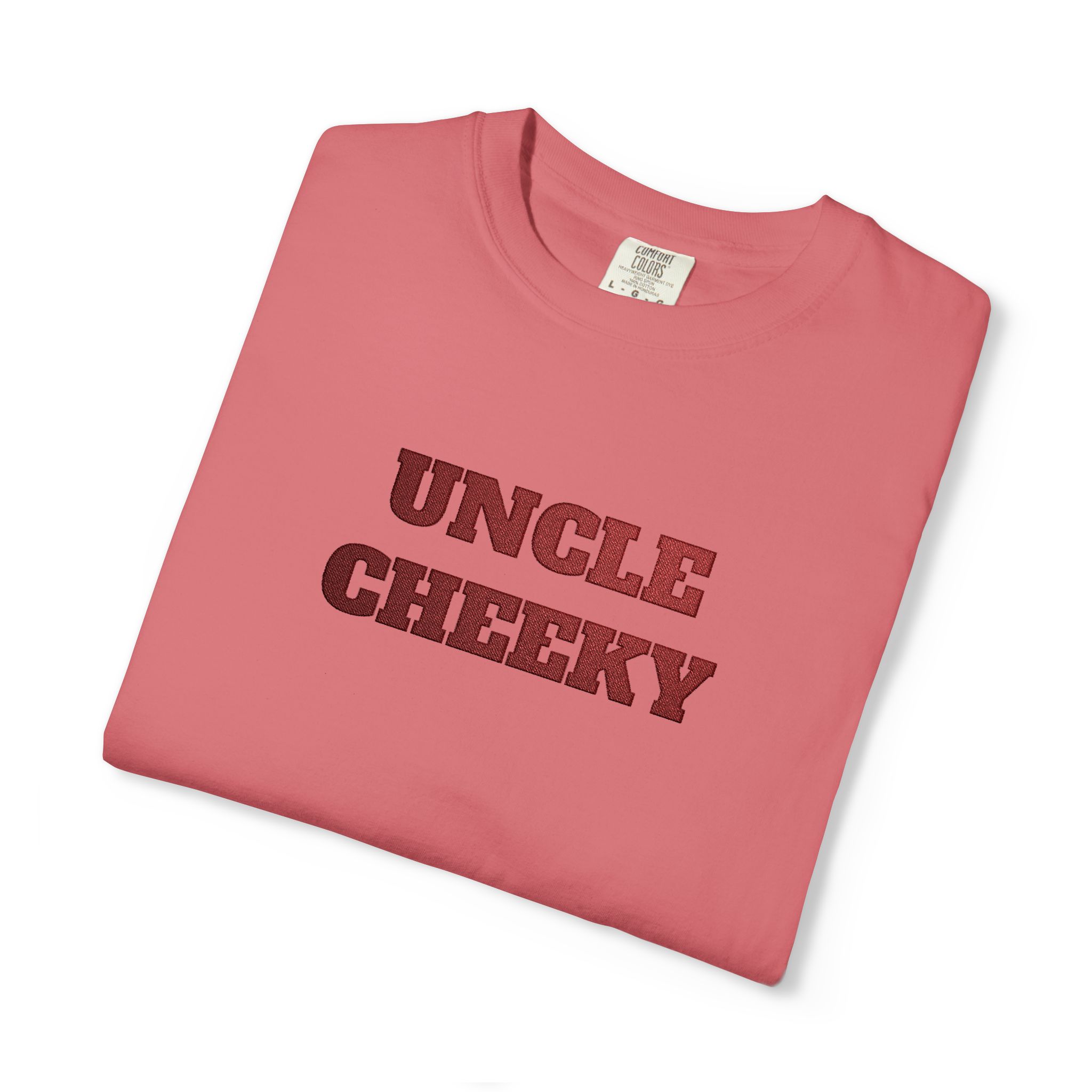 uncle cheeky embroidered unisex garment dyed t shirt uncle cheeky embroidered unisex garment dyed t shirt