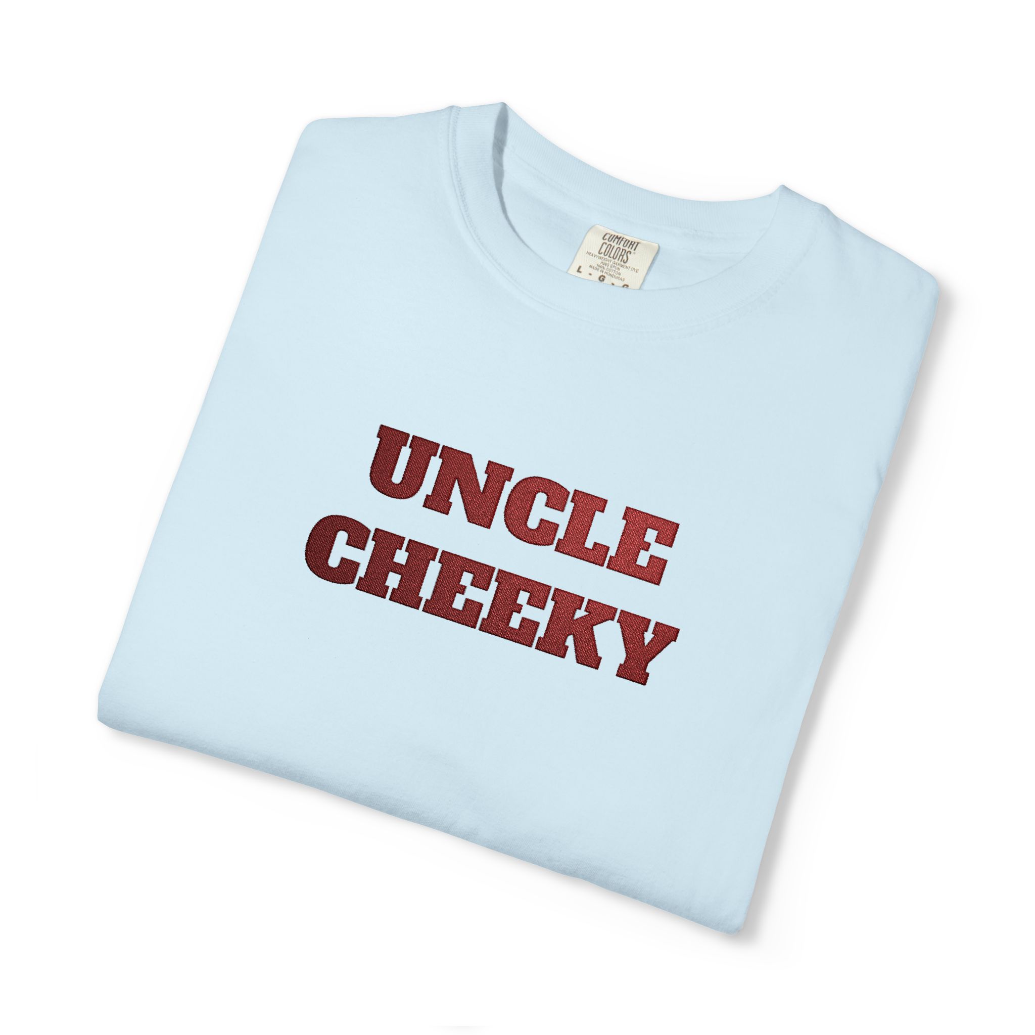 uncle cheeky embroidered unisex garment dyed t shirt uncle cheeky embroidered unisex garment dyed t shirt