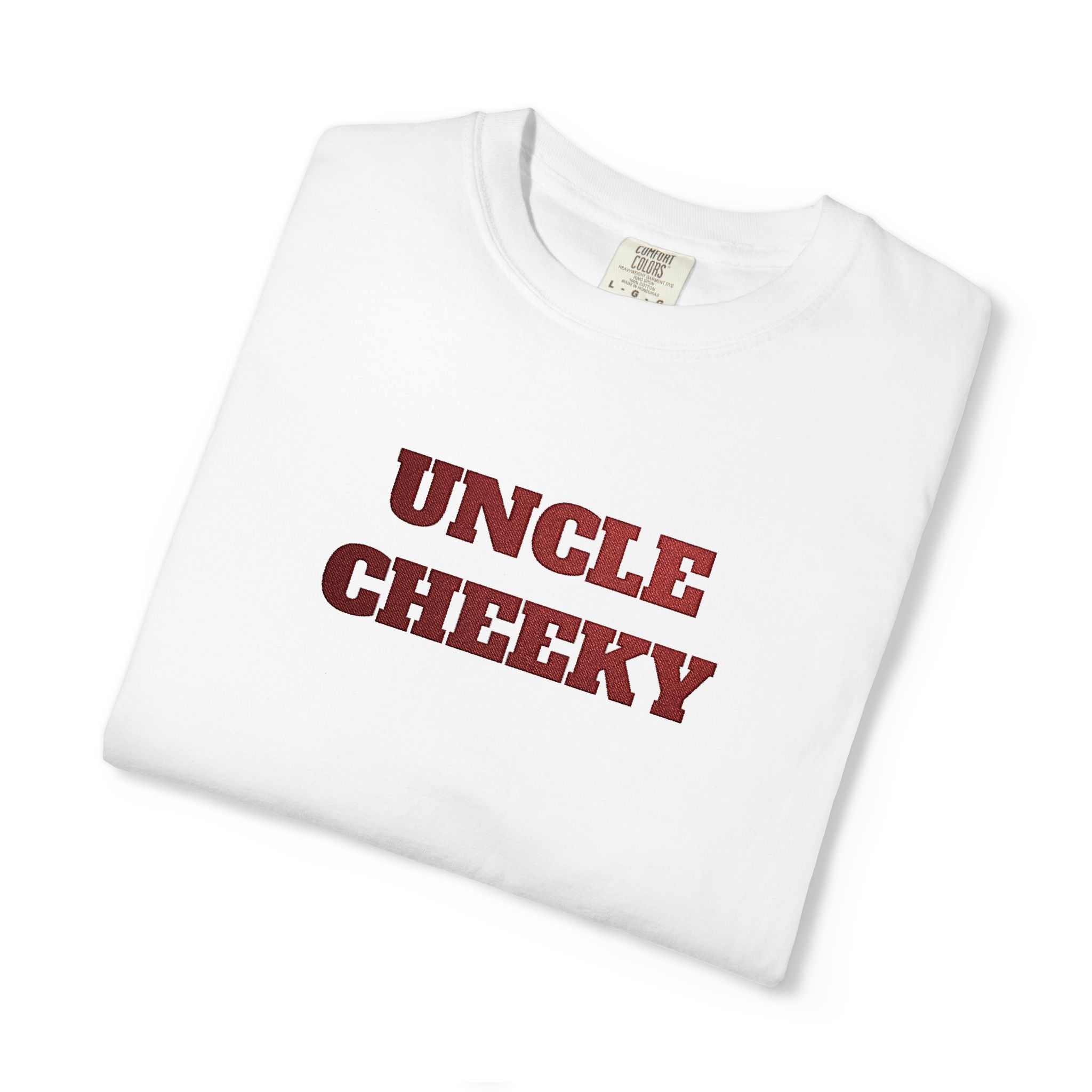uncle cheeky embroidered unisex garment dyed t shirt uncle cheeky embroidered unisex garment dyed t shirt