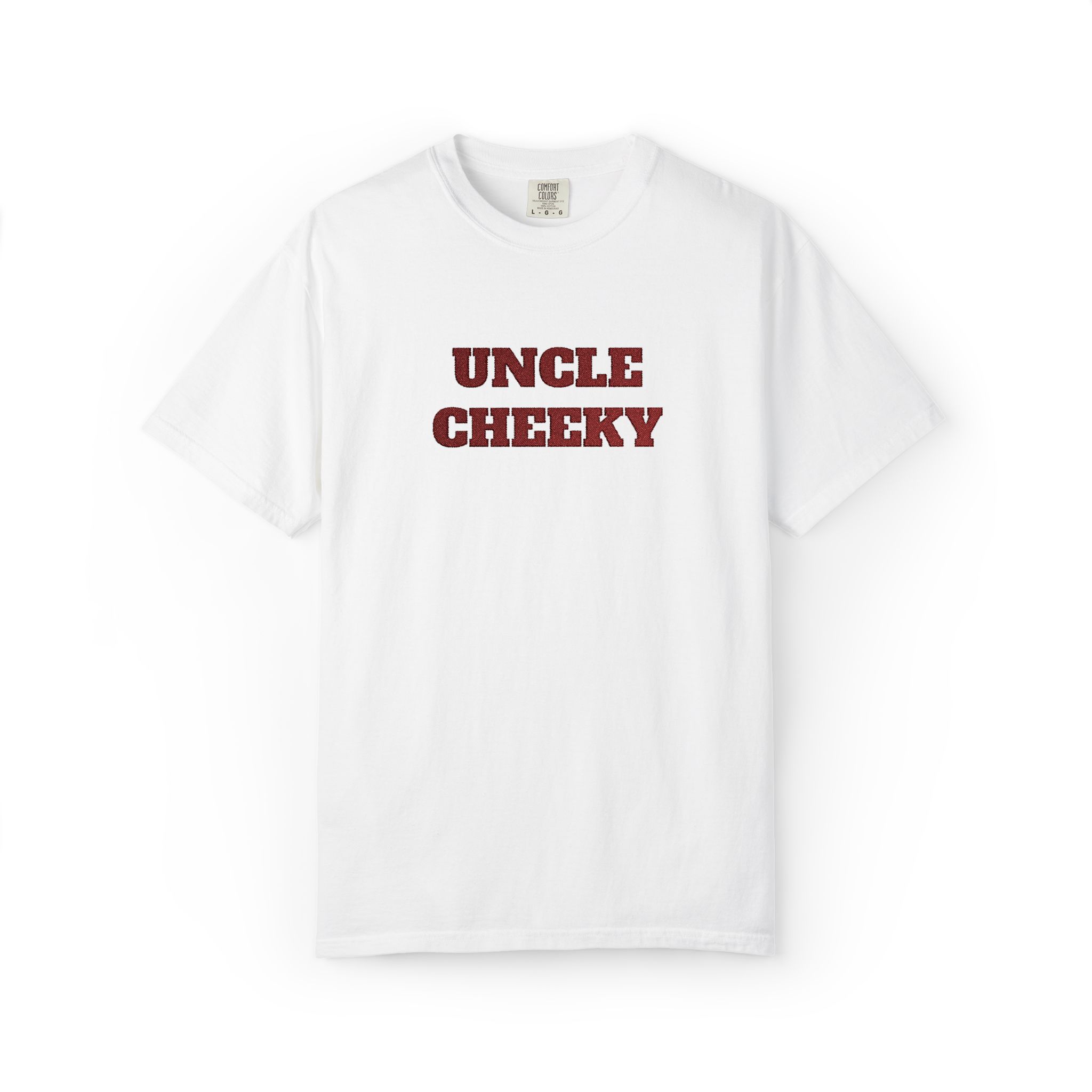 uncle cheeky embroidered unisex garment dyed t shirt uncle cheeky embroidered unisex garment dyed t shirt