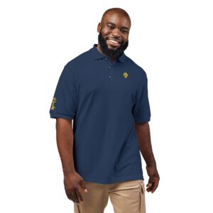 embroidered "yellow lion" cheeky unisex polo shirt